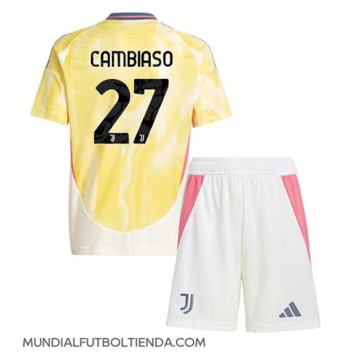 Camiseta Juventus Andrea Cambiaso #27 Segunda Equipación Replica 2024-25 para niños mangas cortas (+ Pantalones cortos)